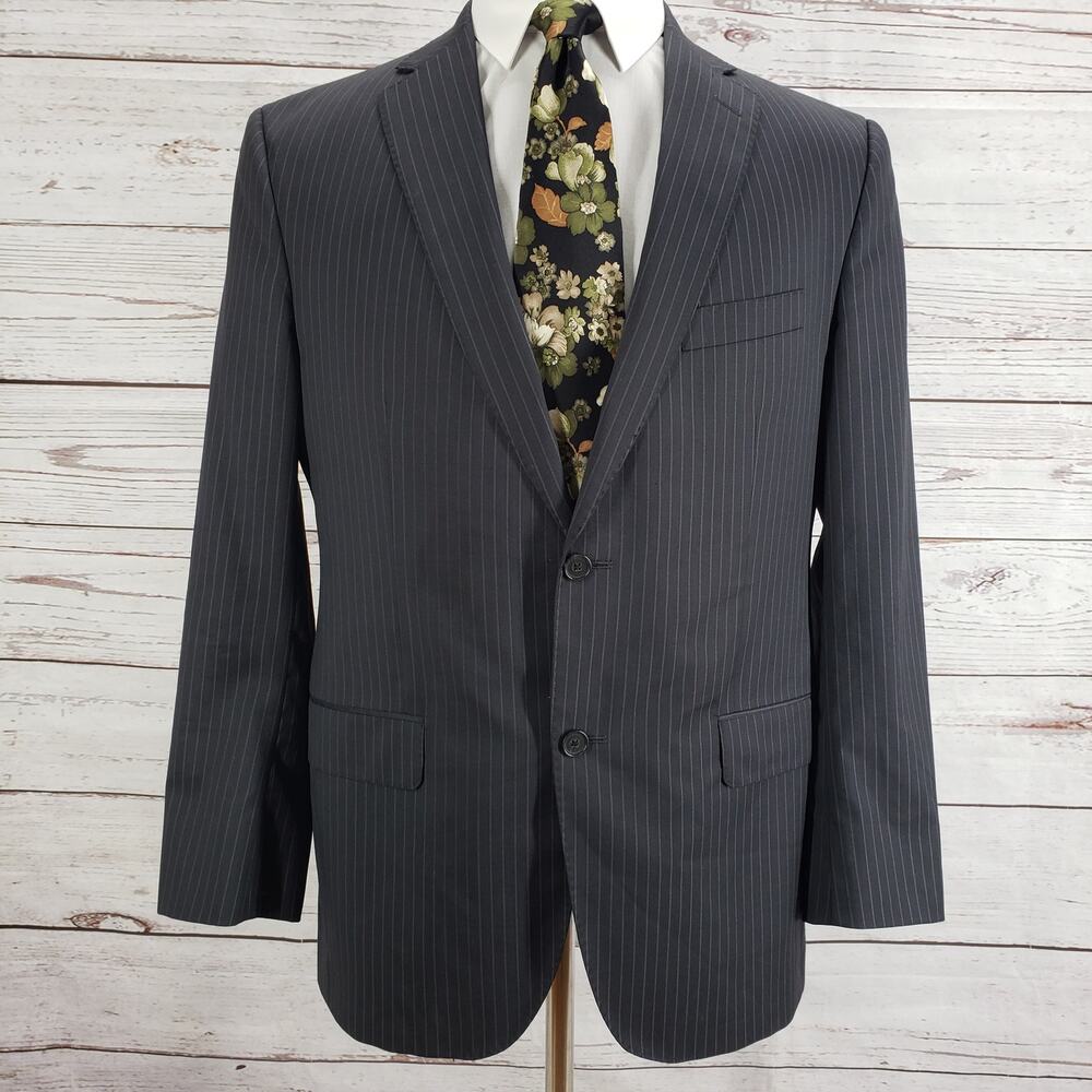 Daniel Cremieux Loro Piana Wool Dark Gray Striped Blazer Sportscoat 42R